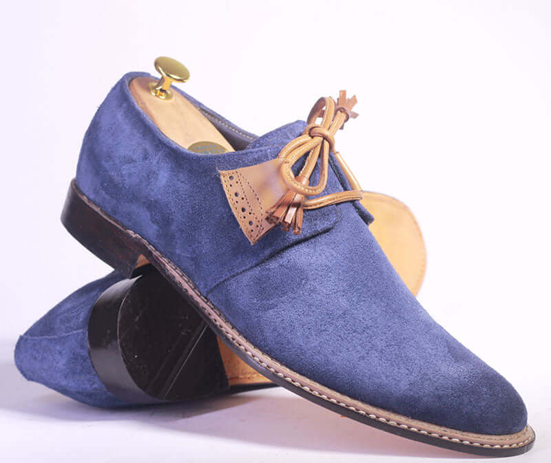 Handmade Men's Blue Suede Shoe, Men ...